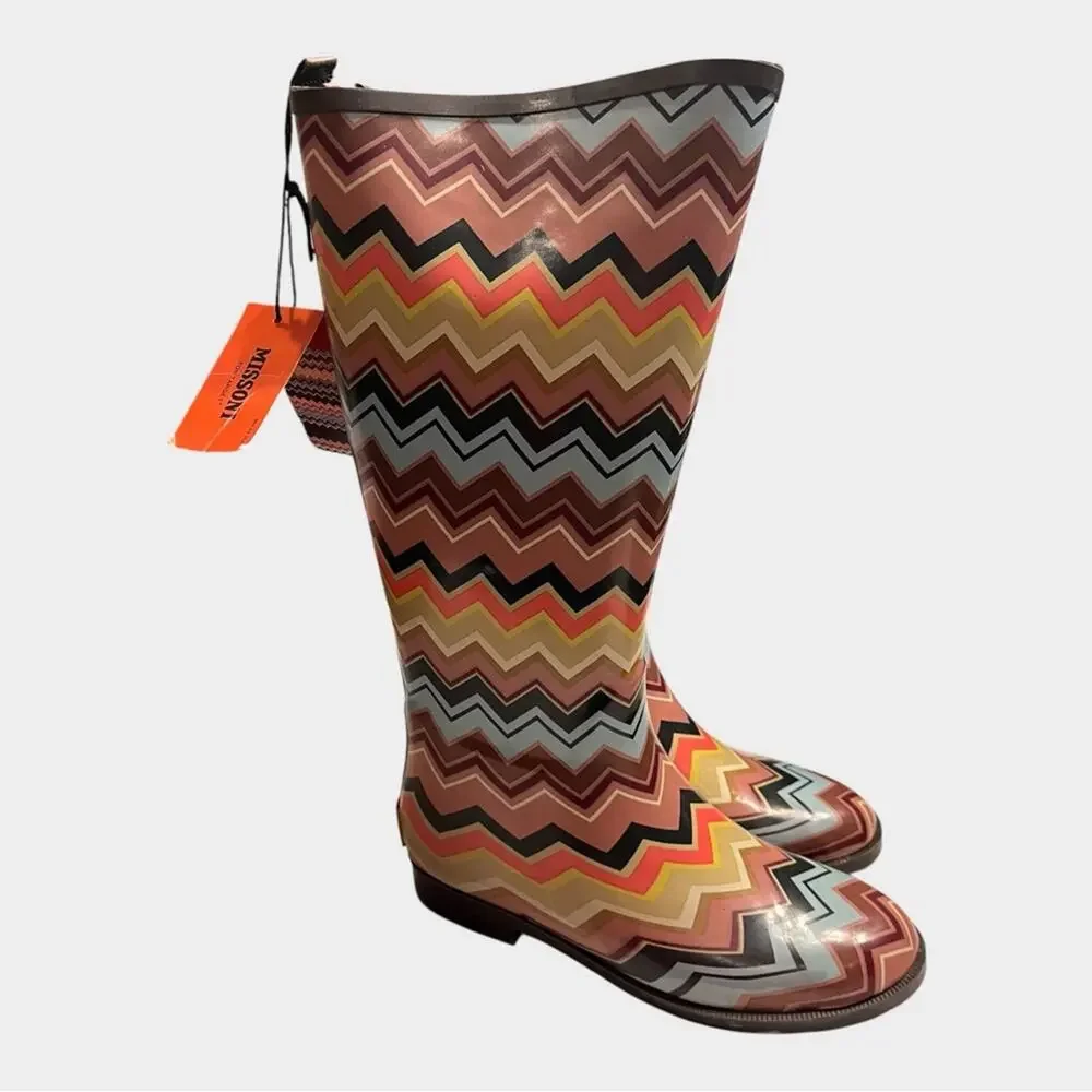 NWT MISSONI for Target Chevron Rain Boots Multicolor Size 6